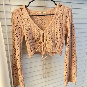 Miami Light Brown Knit Crop Top